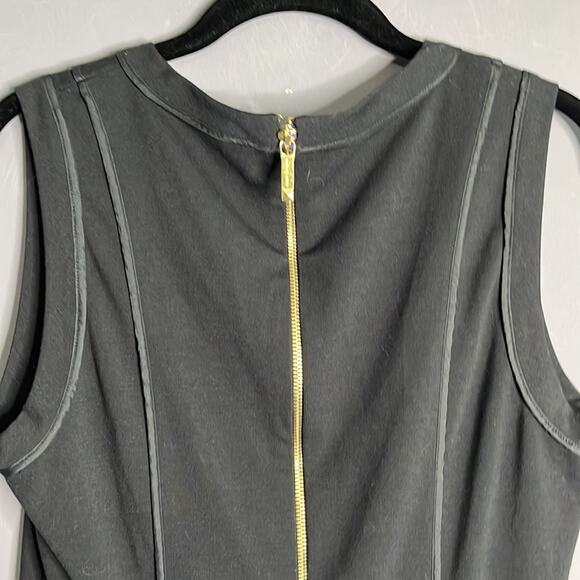 Michael Kors Black Sleeveless A Line Dress Gold Studded Round Neckline Size 8 - Picture 6 of 10